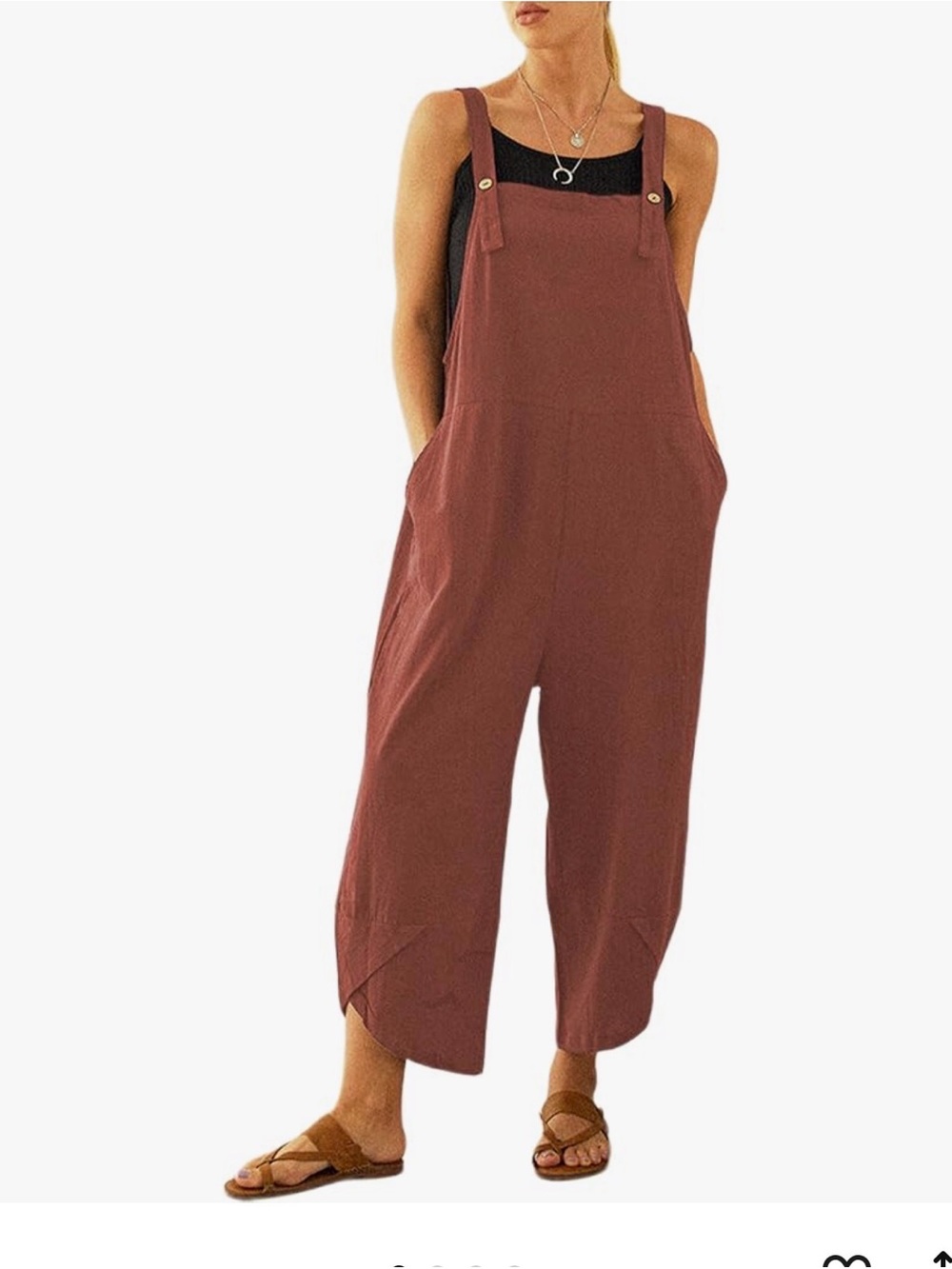 Jumpsuit women size S Everyday Cotton-Linen Relaxed Overalls - Rust